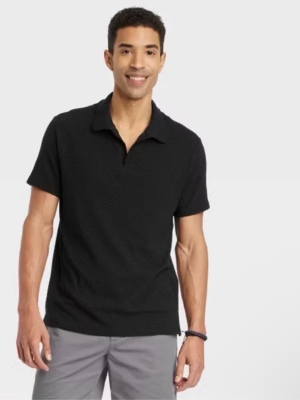 Goodfellow & Co Black Short-Sleeve Polo, L